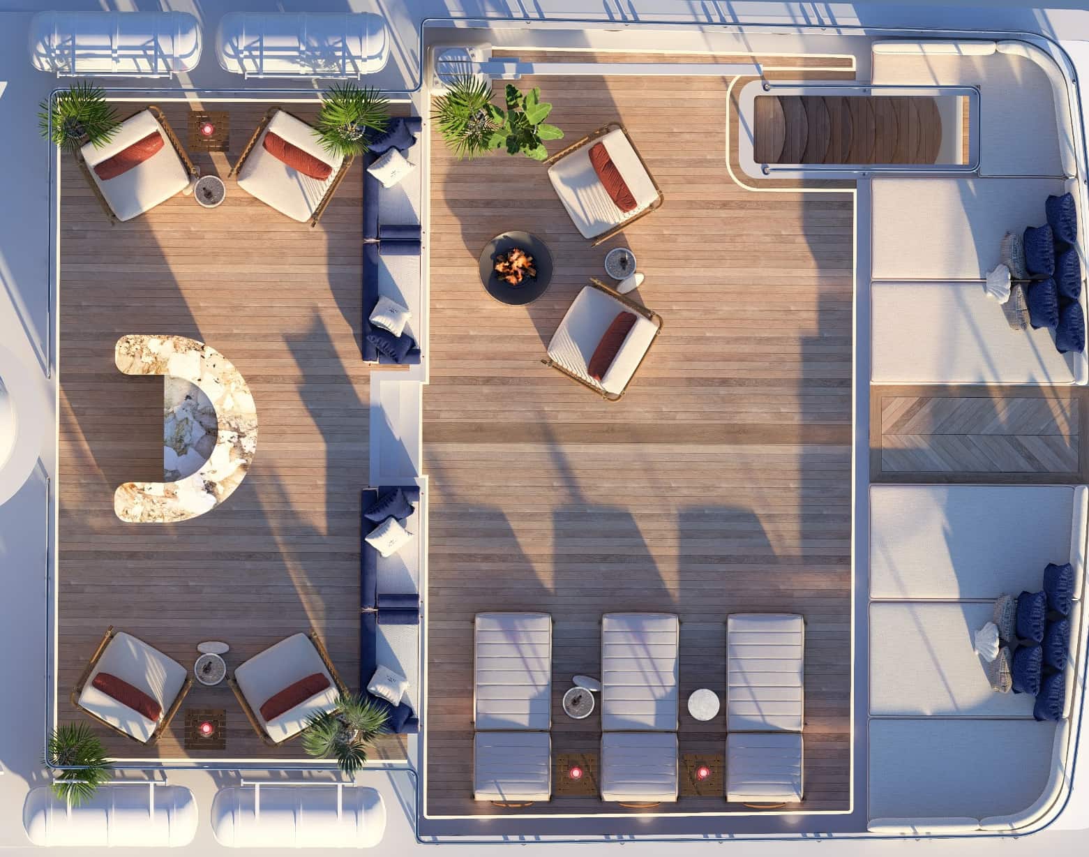 Joia sun deck lounging area